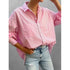 'Primrose' Striped Button Up Long Sleeve Shirt - Celes Fashion
